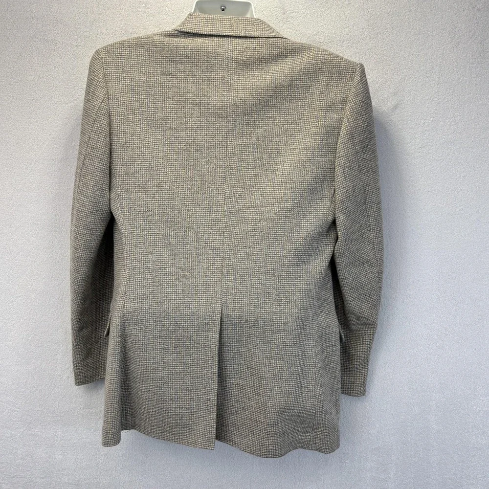 Vintage Basketweave Tweed Sport Coat Blazer Mens 40L Long Gray Pastel Pink Blue